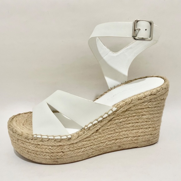 SIGERSON MORRISON Arien platform wedge Espadrille white leather sandal pumps 9 - Picture 14 of 15